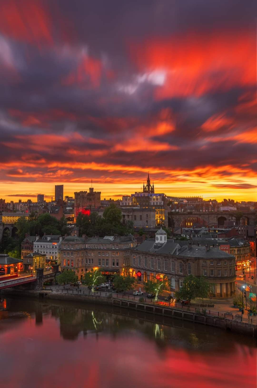 Gothic city sunset