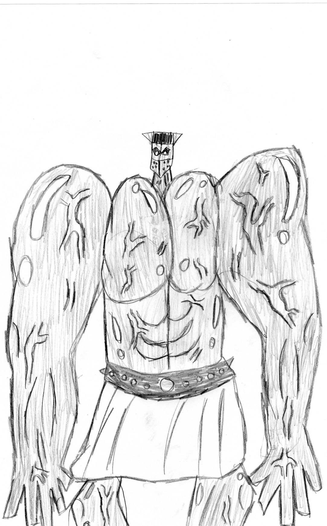 "Muscle man with a metal mask. metal skin."