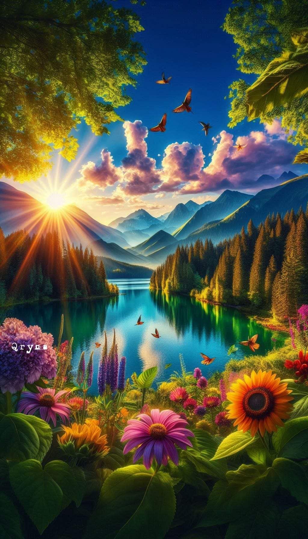 Sunset on the purple  planet of the 5th Dimension