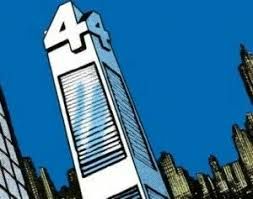 Marvel Comics Baxter Building in the style of Concept artist Syd Mead