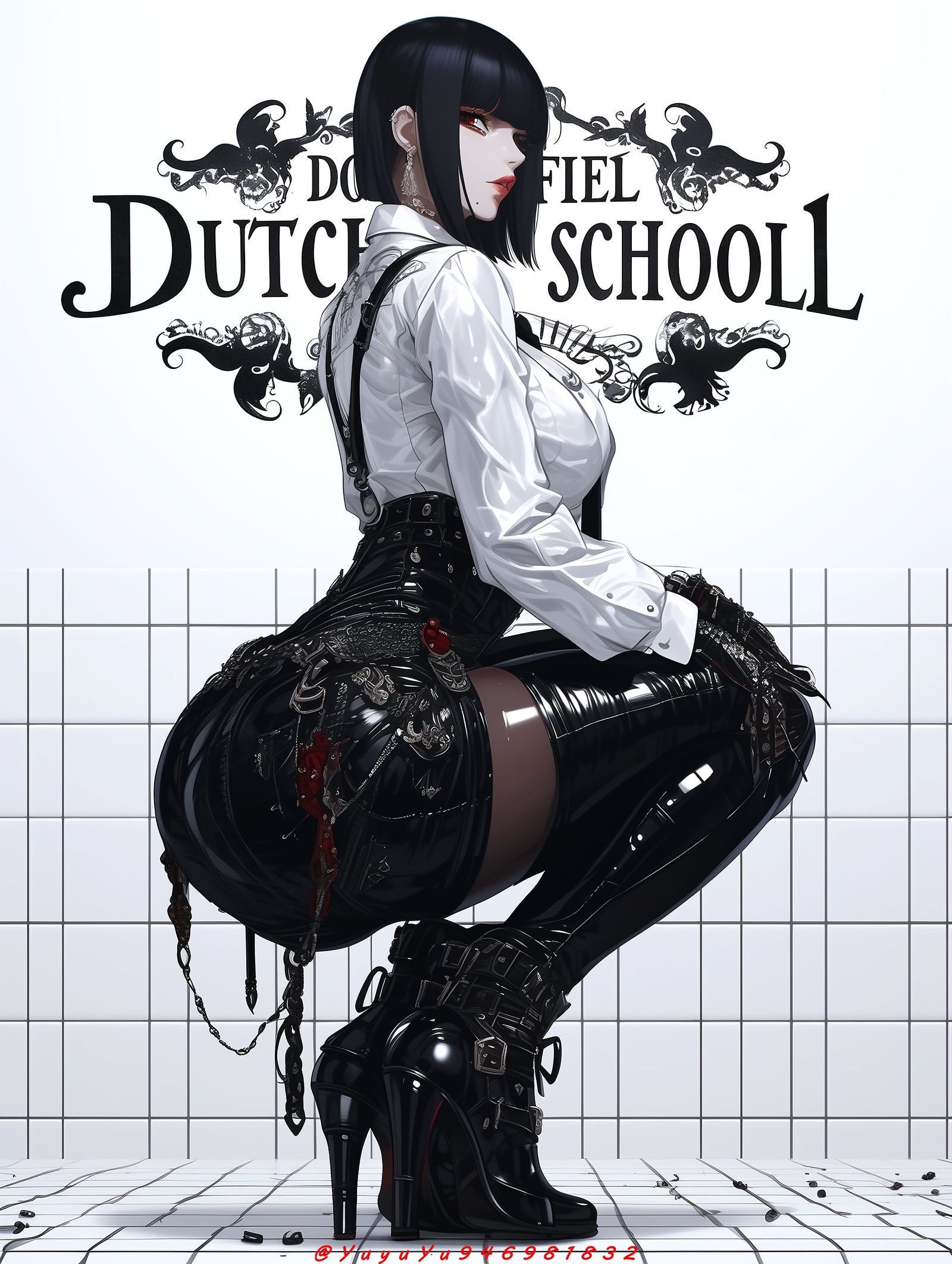 Suella Braverman is dressed in a short black dress and black leather knee boots in the House of Commons which is full of...