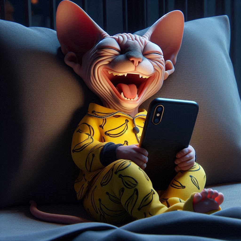 A laughing Sphynx kitten