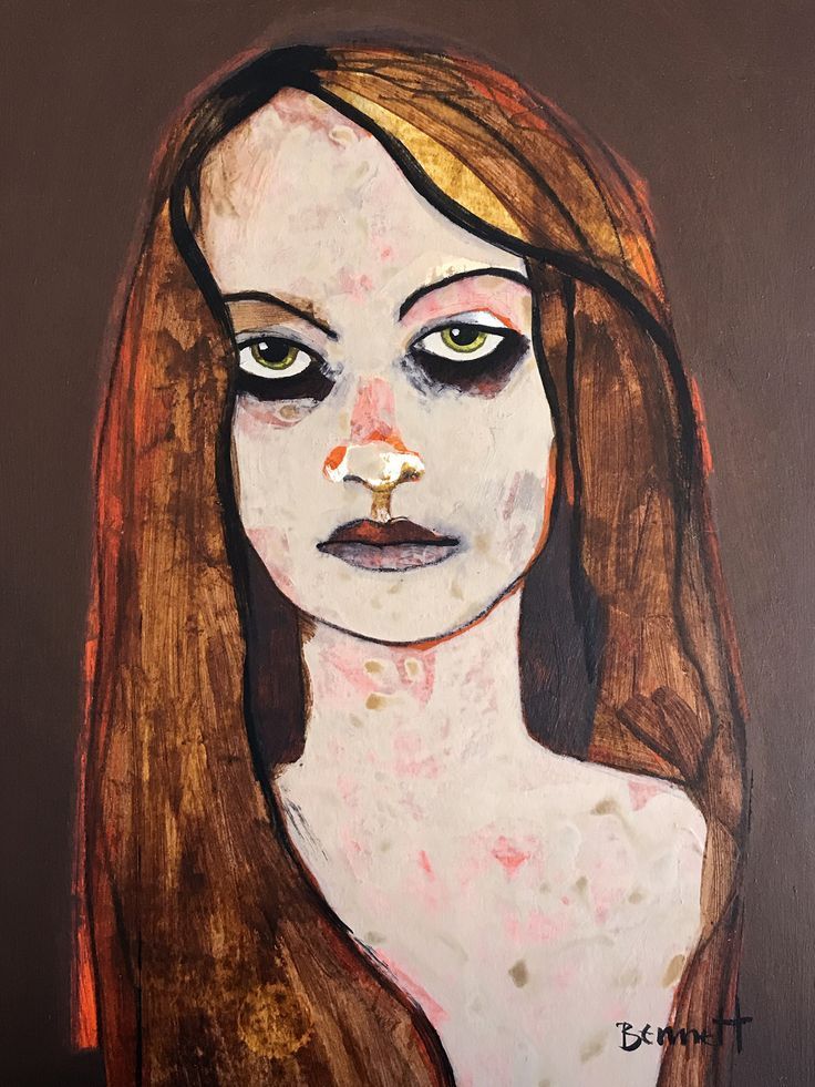 Dramatic and emotive portrait of a young woman  in the bold, Expressionist style of Francis Bacon