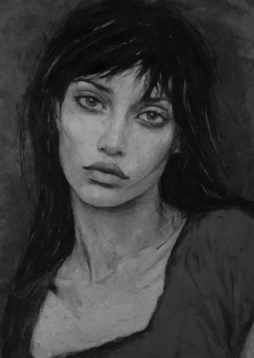 sad  woman with pressed lips closed mouth in the style of Richard Kuhn  high contrast minimalist Trendsetting 16k, depth of field 3D, hyper ...