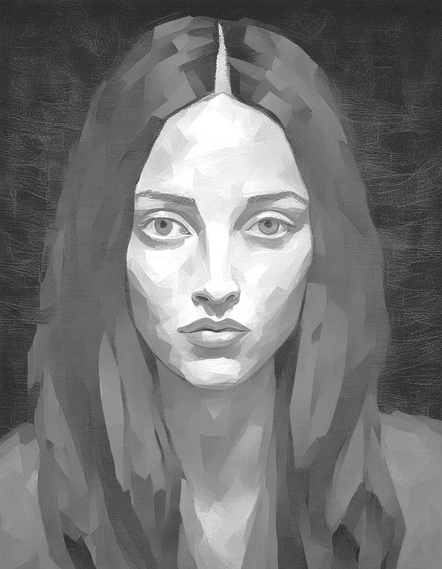 portrait of a young woman charcoal in mad charcoal style