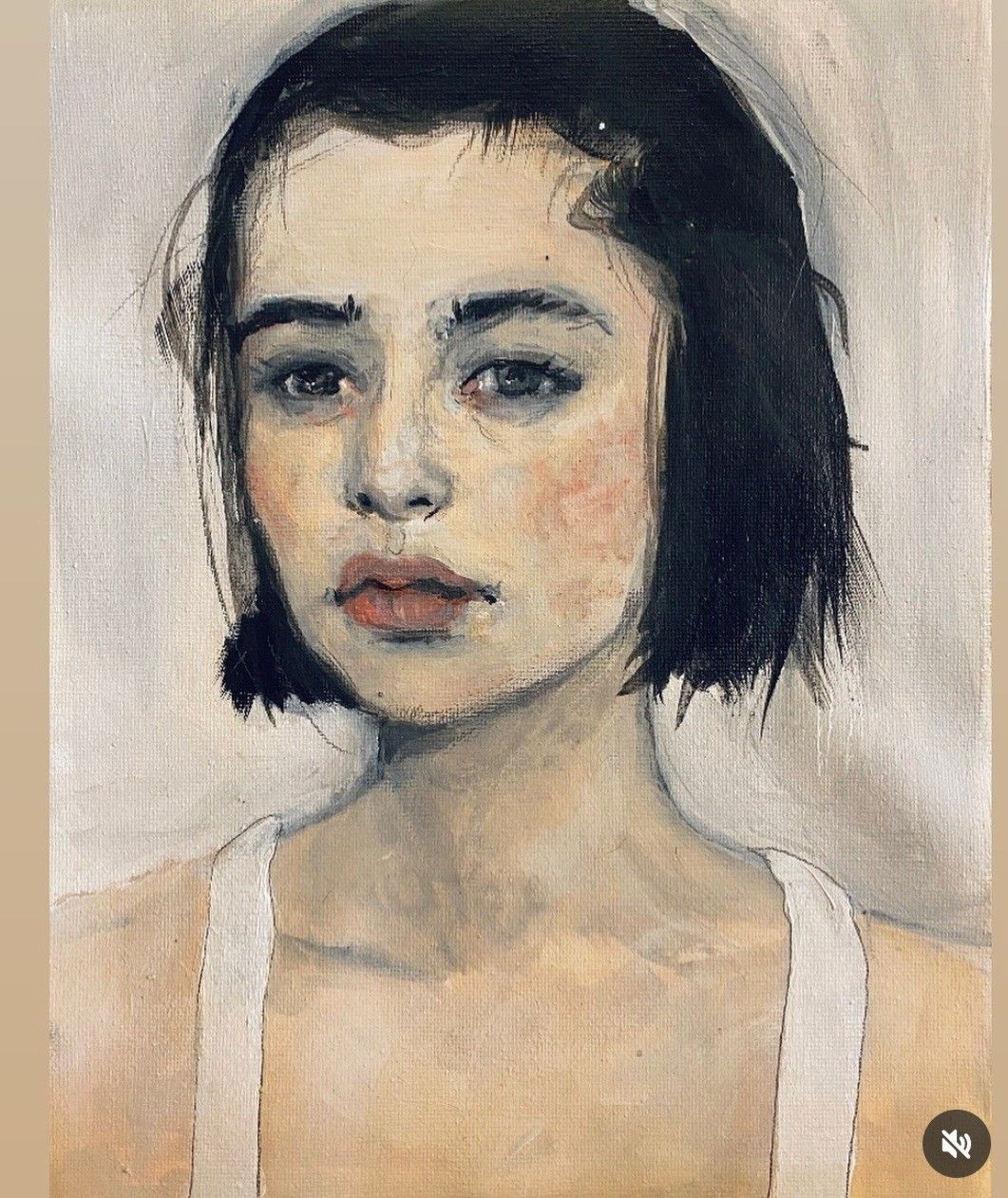 Moody and expressive portrait of a brooding female figure in the intense, Expressionist style of Egon Schiele