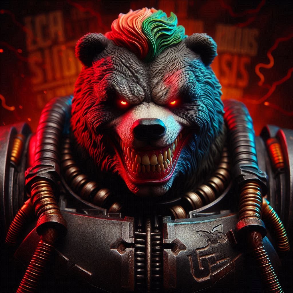 Photograph Portrait: Mythic Legions- "DC Universe: Obese Bear-Joker"; in explosive Gotham darkness;
