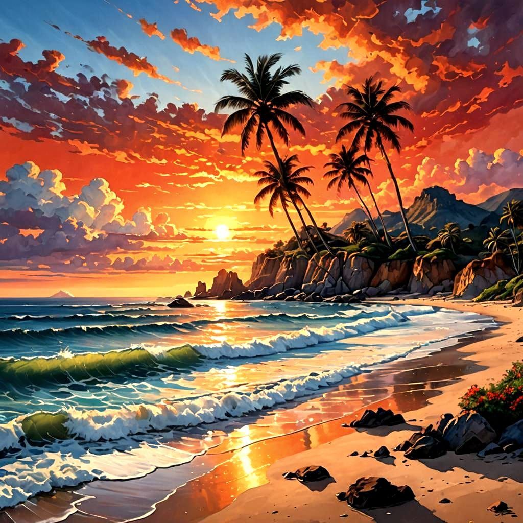 Sunset over the ocean 