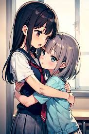 a boy and a girl hugging