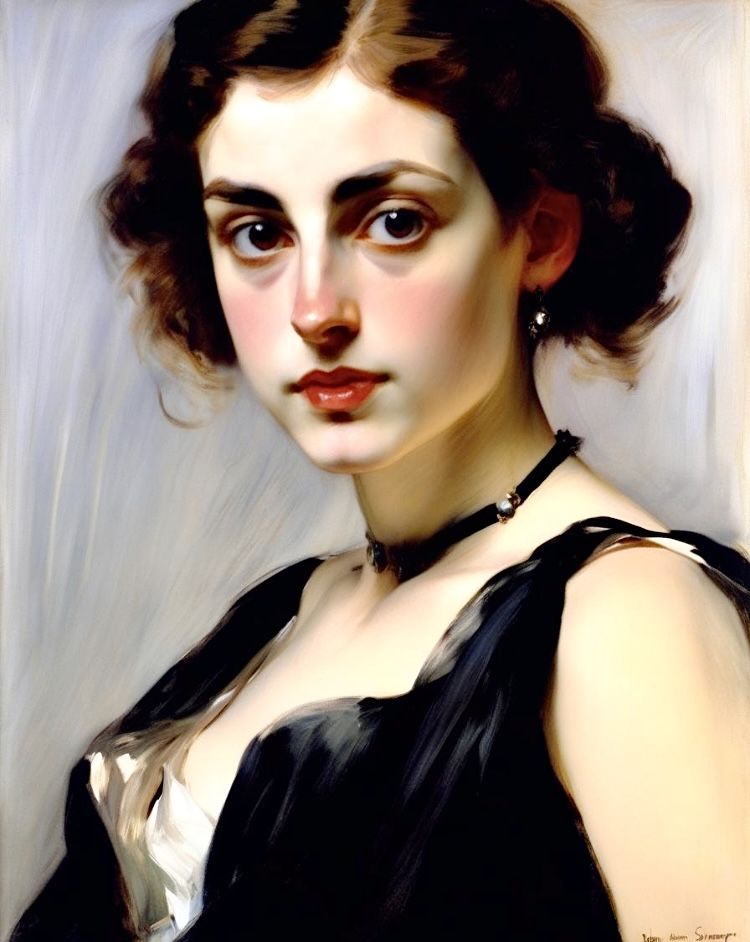 Gibson Girl painted in the style of JS Sargent