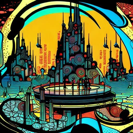 Otherworldly village landscape