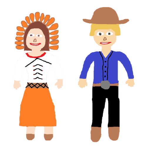 Native American Girl And Cowboy
