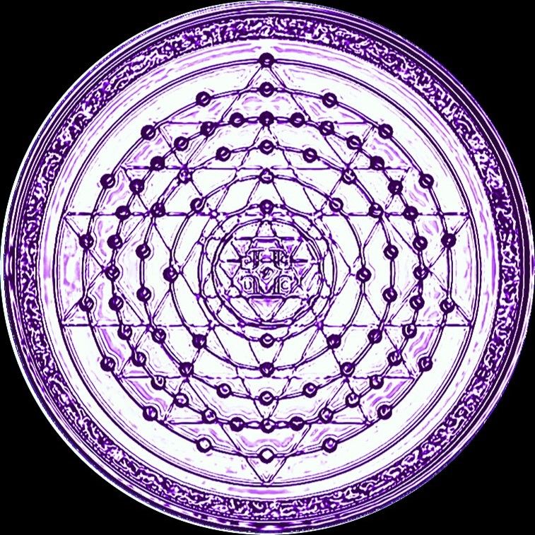 Estructura atómica del oro perfectamente superpuesta con el sri yantra