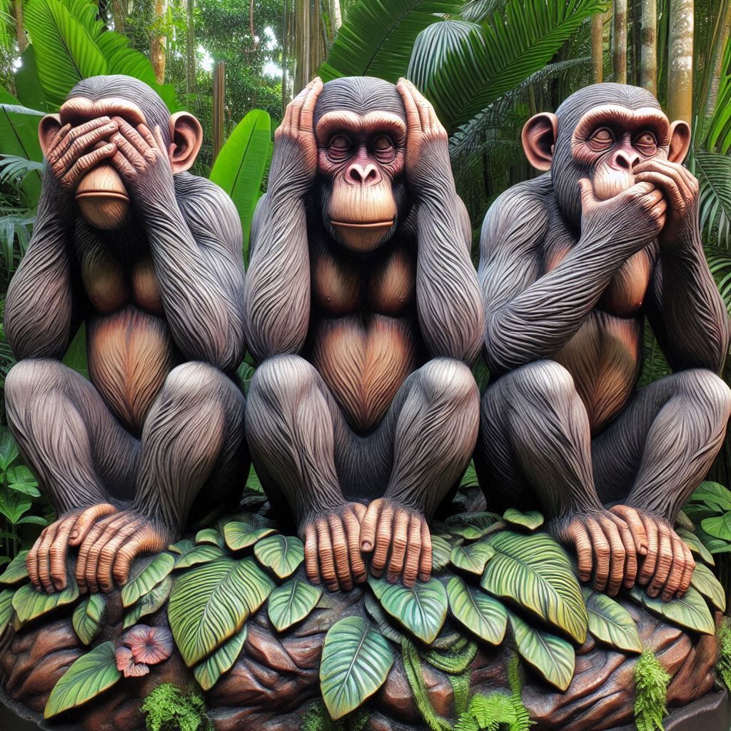 "See No Evil, Speak No Evil, Hear No Evil" sculpture at the Zoo...