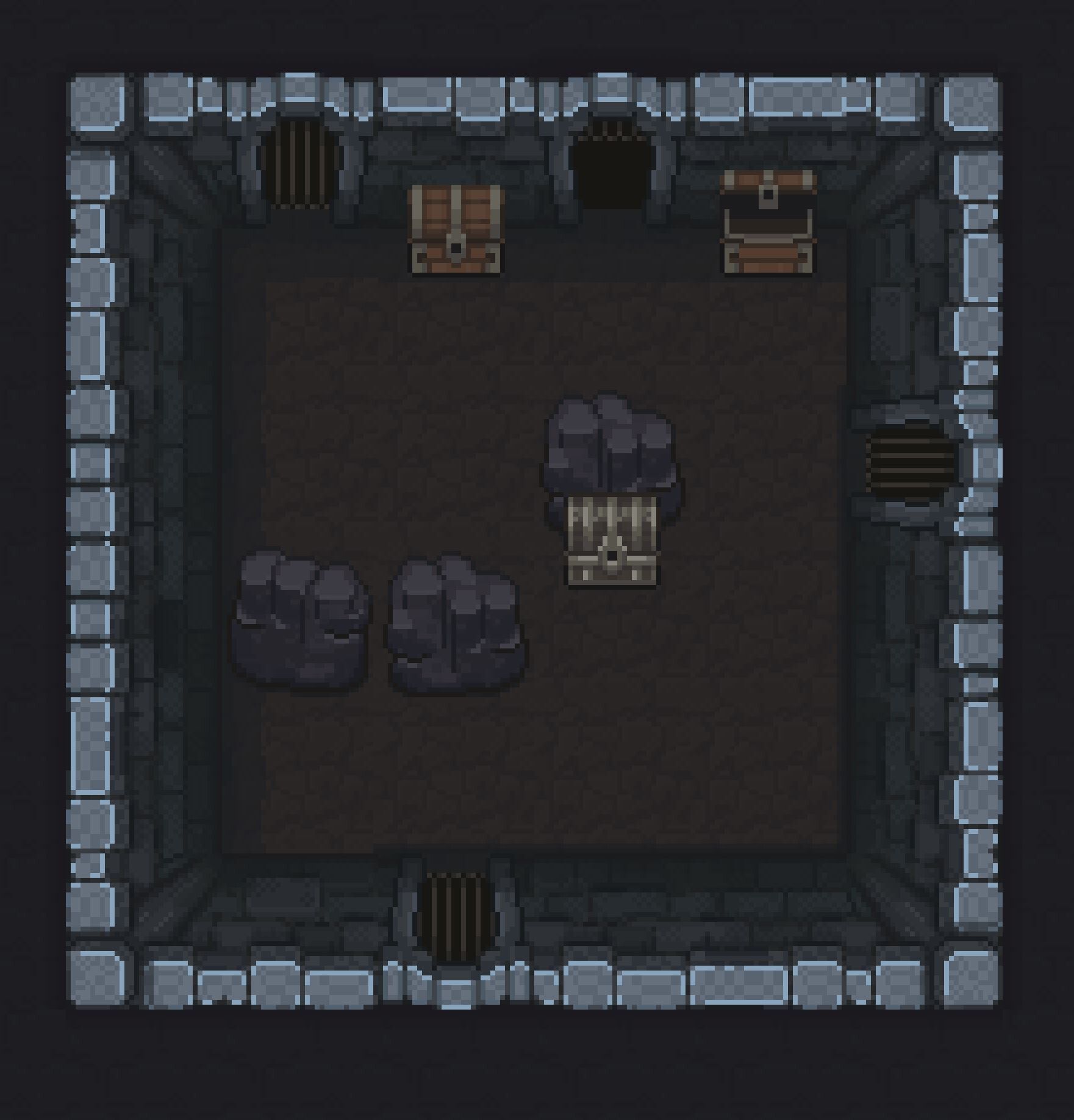 sprite sheet 2d top-down 2d pixel art 8-bit alien dungeon for game
