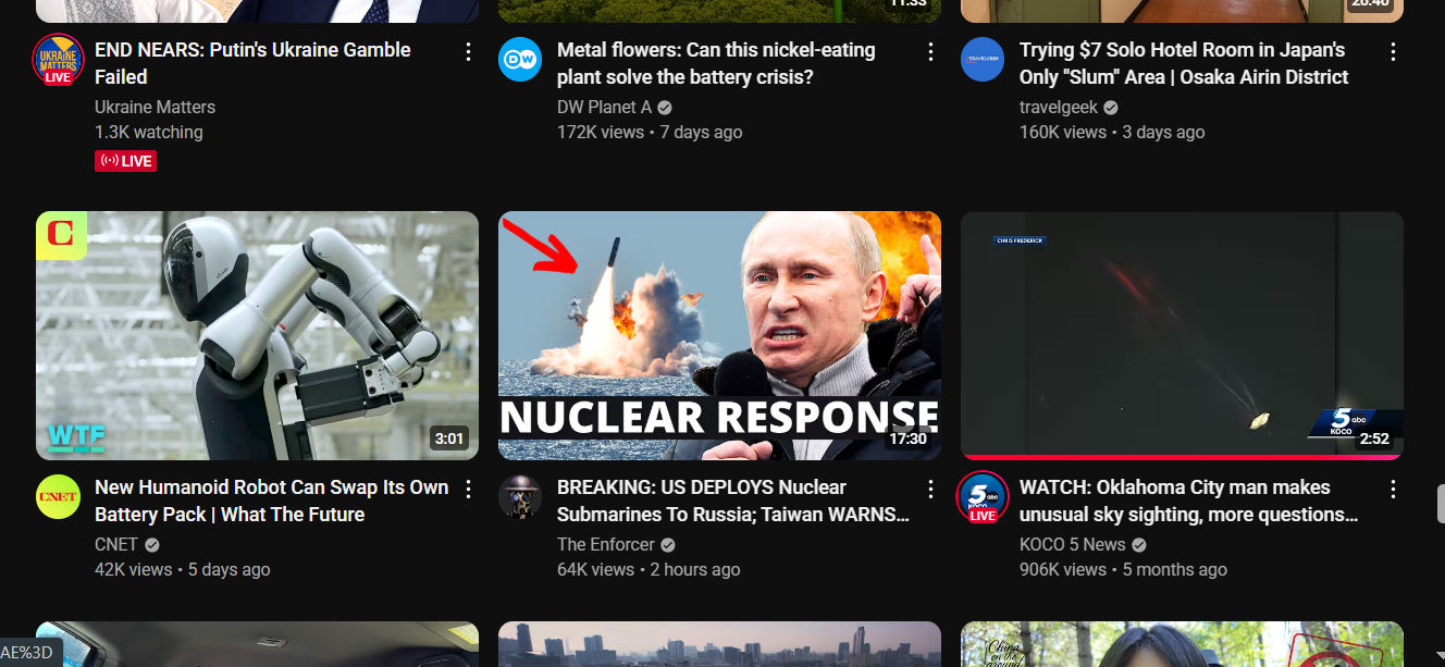screenshot of random suggested videos about pizza mukbang on social media video platform