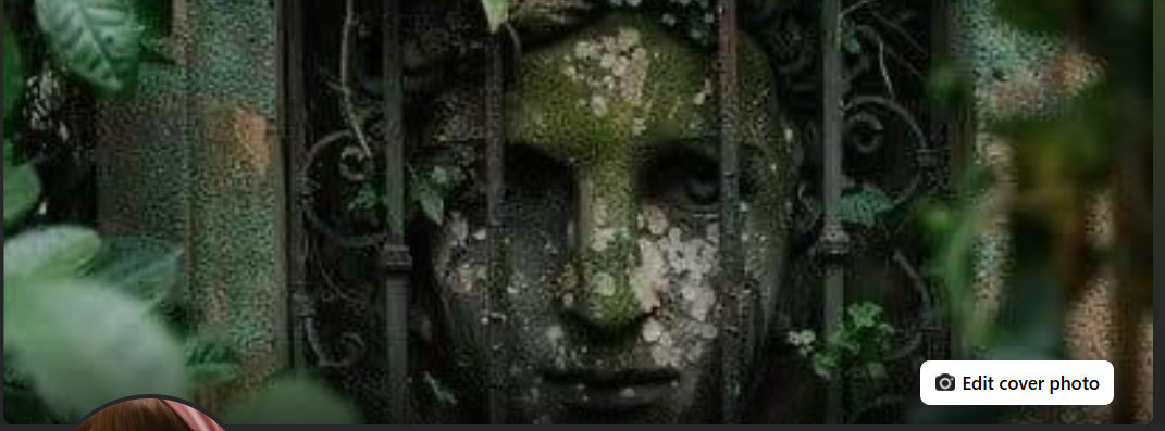 Classical Marble Garden Sculpture Of A Woman, Covered In Moss, Vines, Iron Trellis, by Henri Rousseau, Thomas Kinkade, Norman Rockwell, Arth...