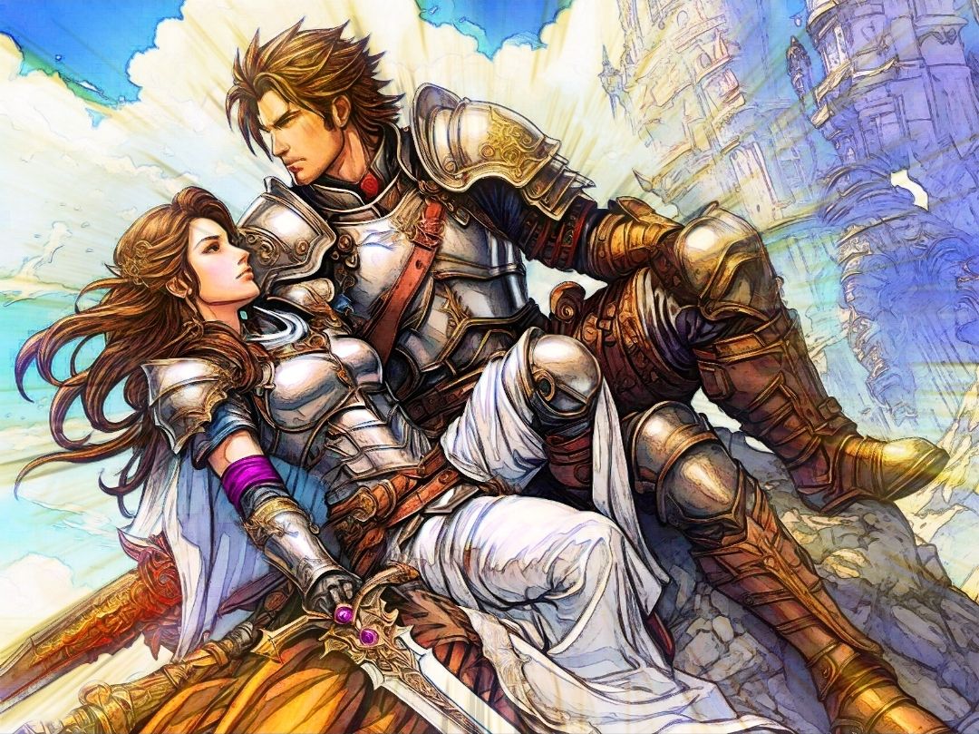 <lora:DWC Flux:1.0> <lora:WastelandSlap:1.0> <lora:Anime Ardor:1.0> <lora:DreamweaverFlux:1.0> Beautifully dressed female warrior with brown...