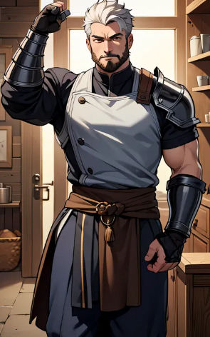 a good looking older male dilf arcane thief in a sharp and expensive looking black shirt with expensive pants with black shoes thick beautif...