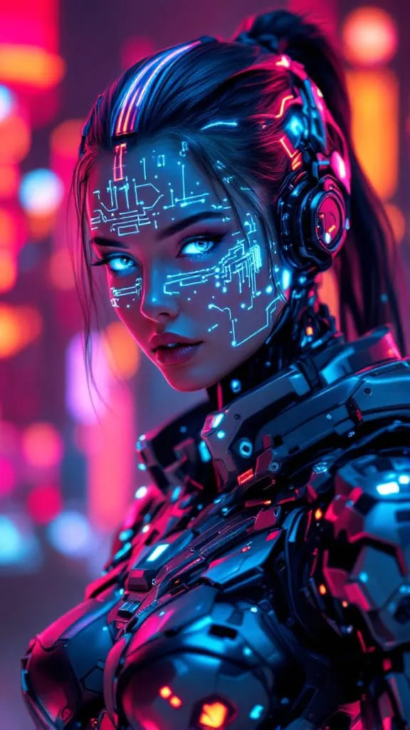 A cyberpunk elven woman 