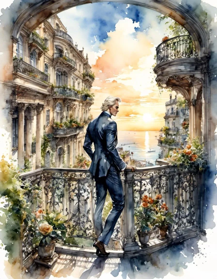 Portrait of a gentleman on a balcony.