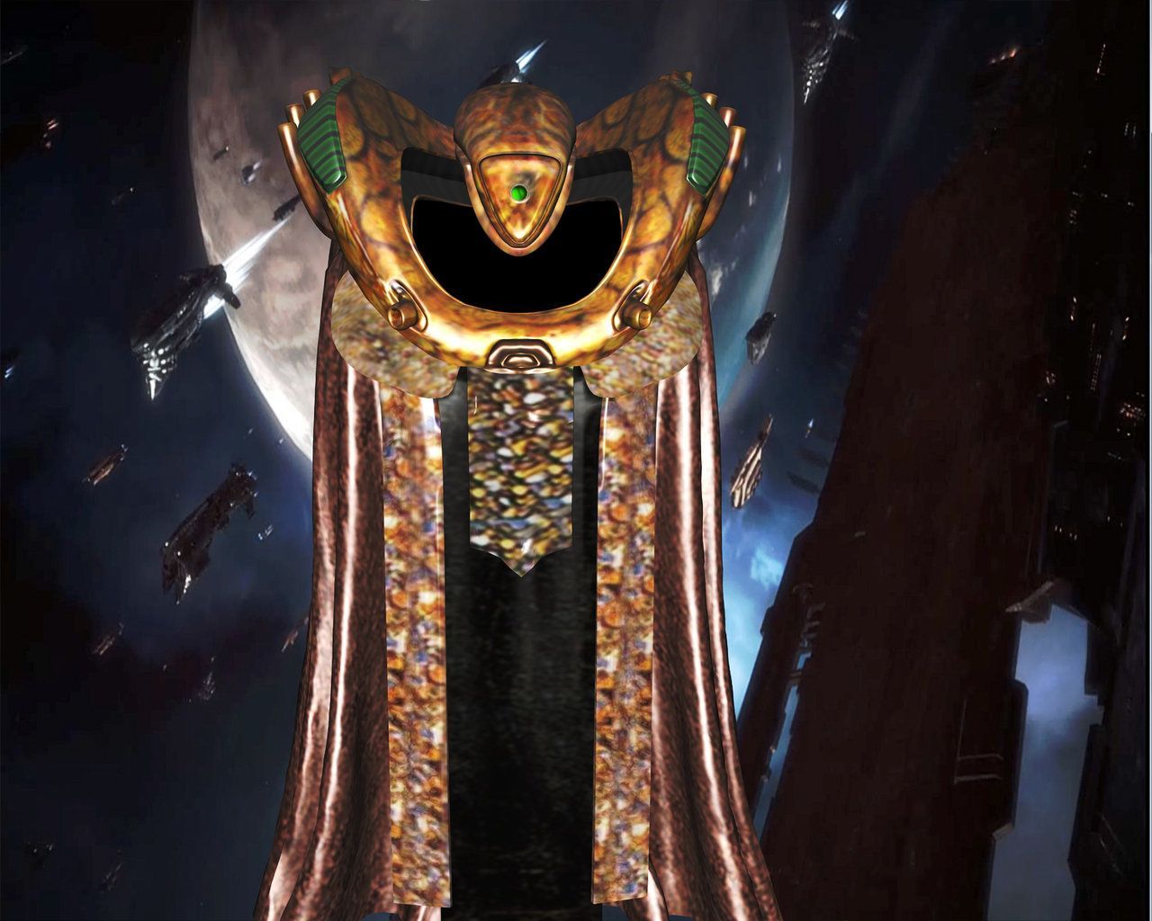 Stylized environment suit inspired by Kosh Naranek, Vorlon Ambassador in Babylon 5. 