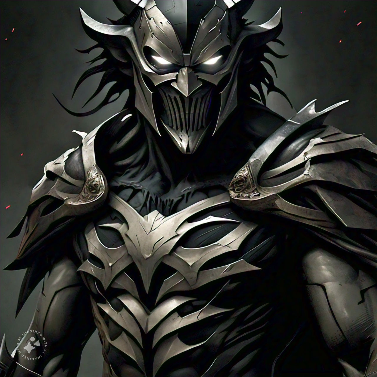 The Masked Metallic Wraith with glowing blue eyes!