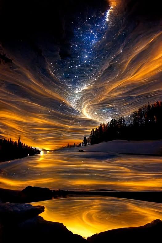 A lone gitarist stands on a desolate alien planet, the sky filled with swirling nebulae and distant galaxies. graffiti art, splash art, stre...