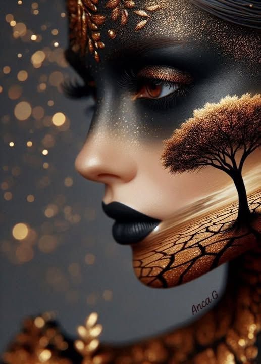 A majestic Elefant adorned with intricate tribal markings, standing at the edge of a lush, ancient rainforest. Sunlight filters through the ...