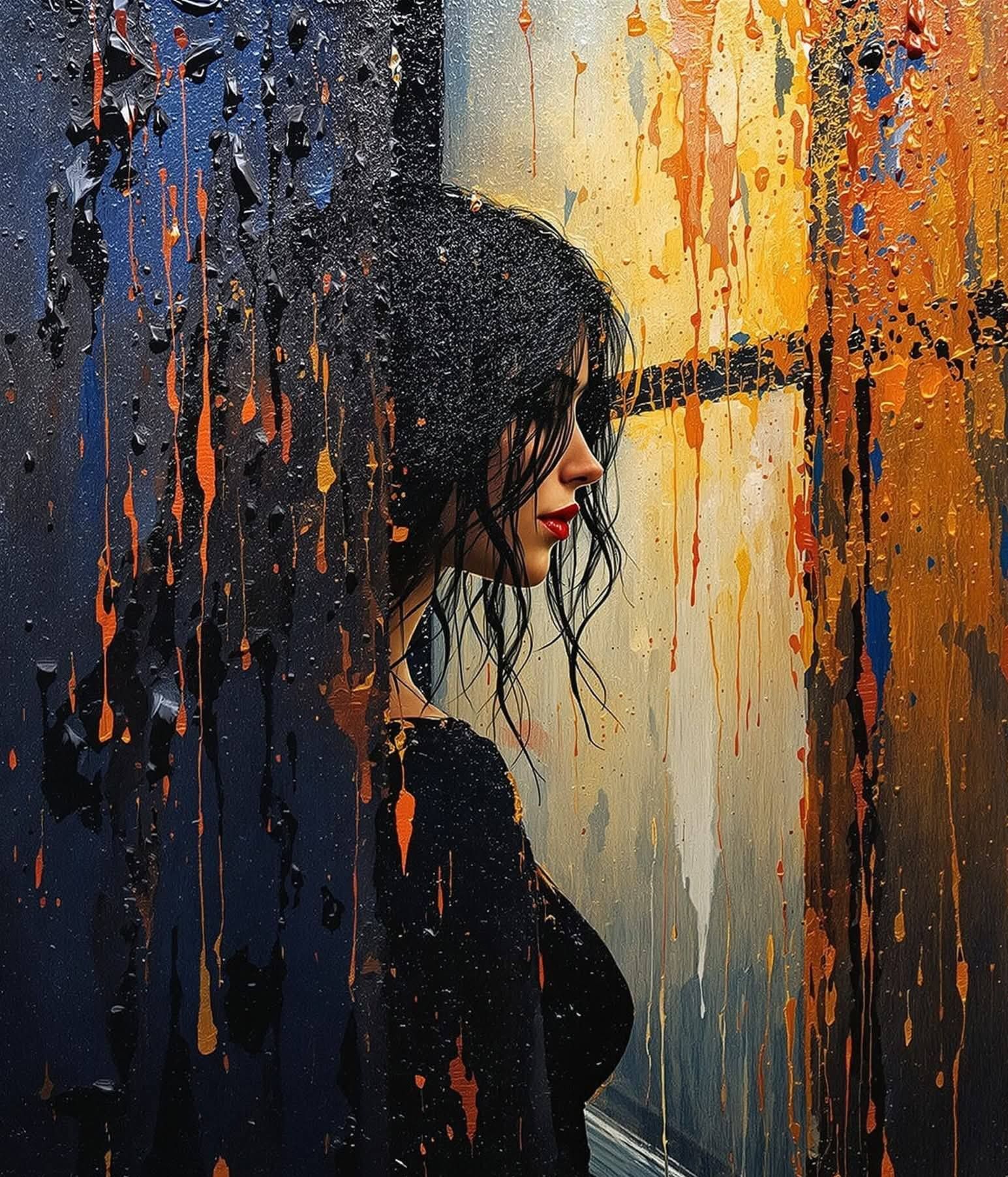 A solitary figure stands on a rooftop garden, tending to bonsai trees, with a vast, hyperrealistic futuristic cityscape stretching to the ho...