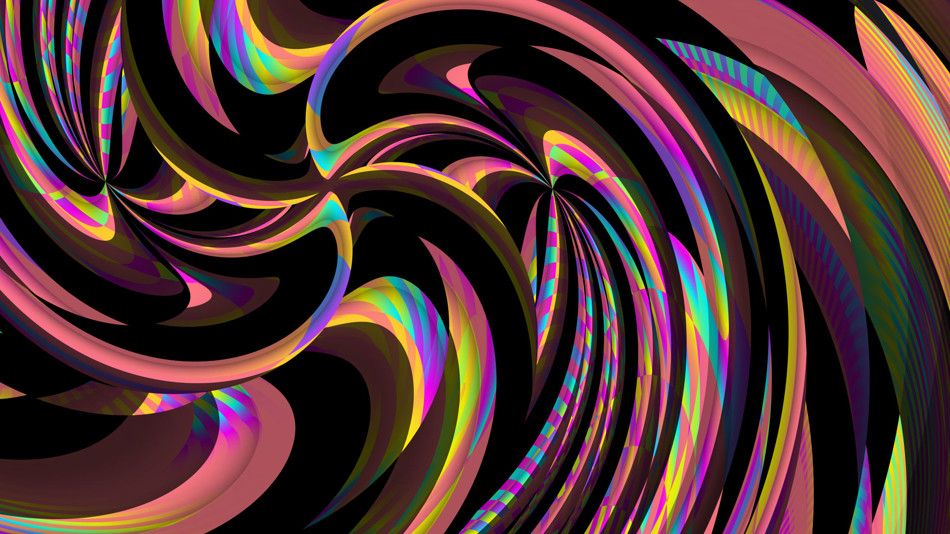 Whimsical abstract ornament. Much vivid. Much radiant. Lots of curves.