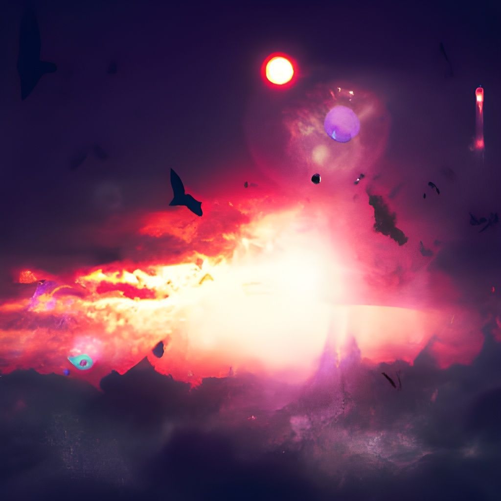 Release The Bats gothic art mysterious colorful beautiful ethereal ominous serene twilight moonscape post-apocalyptic horror synesthesia thu...