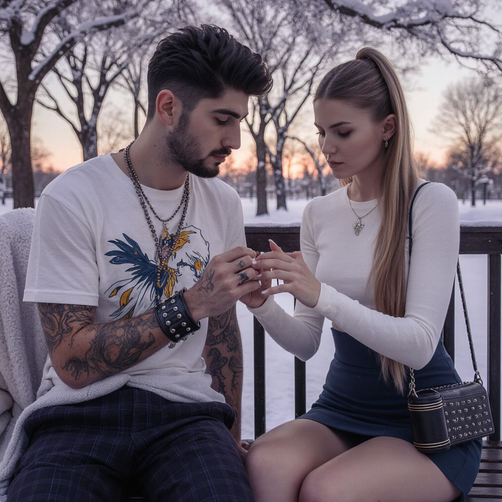 pareja disfruitando de la nieve