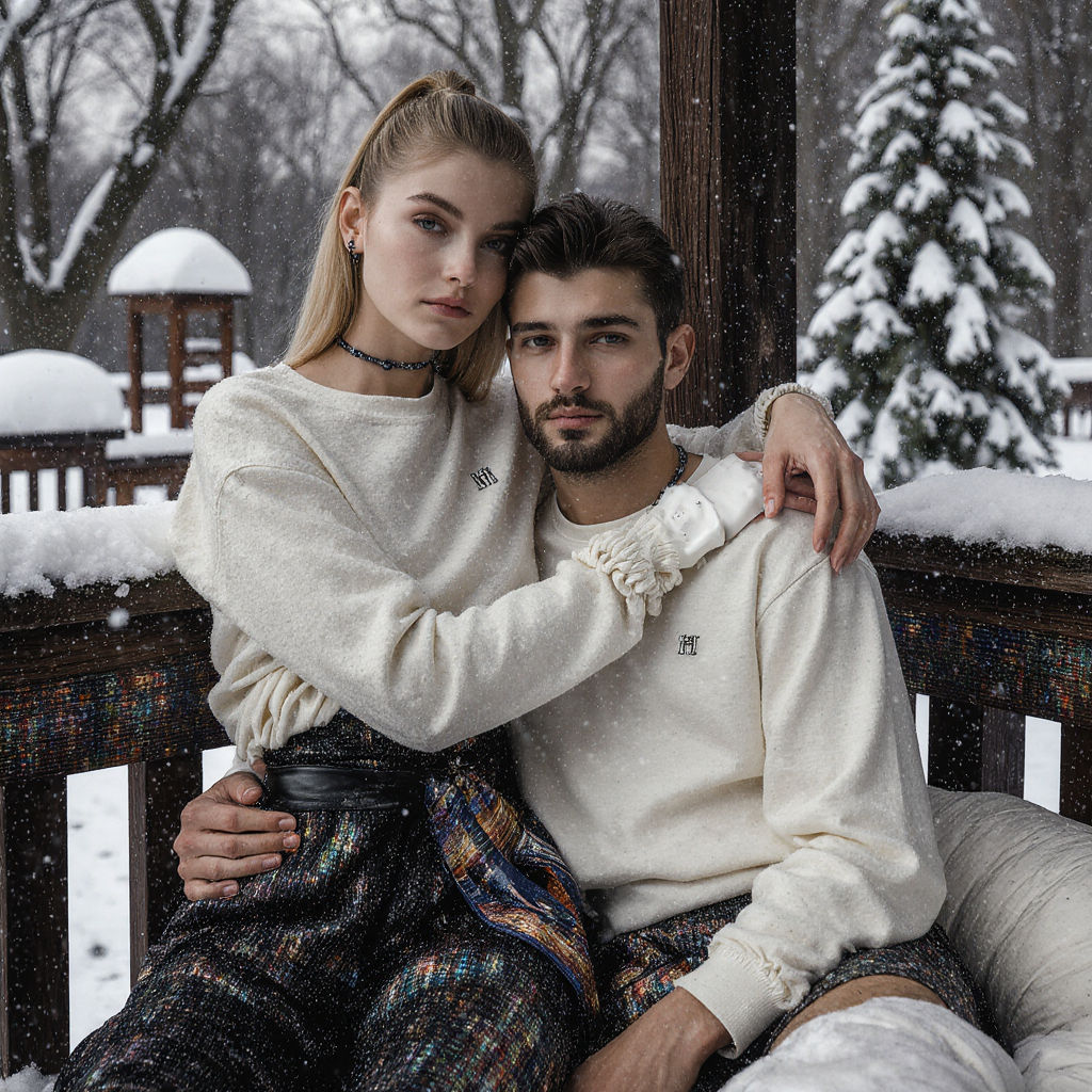 pareja disfruitando de la nieve