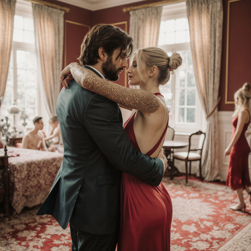 pareja bailando elegantes en un salon de baile