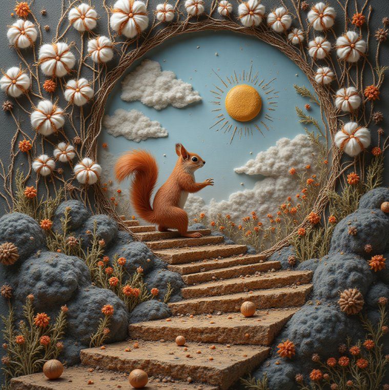 Create a surreal, biomorphic fractal landscape featuring multiple layers of organic-like textures and structures. The scene is a complex ama...