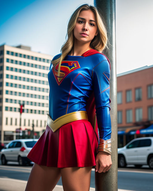 Supergirl tied to a pole with rope