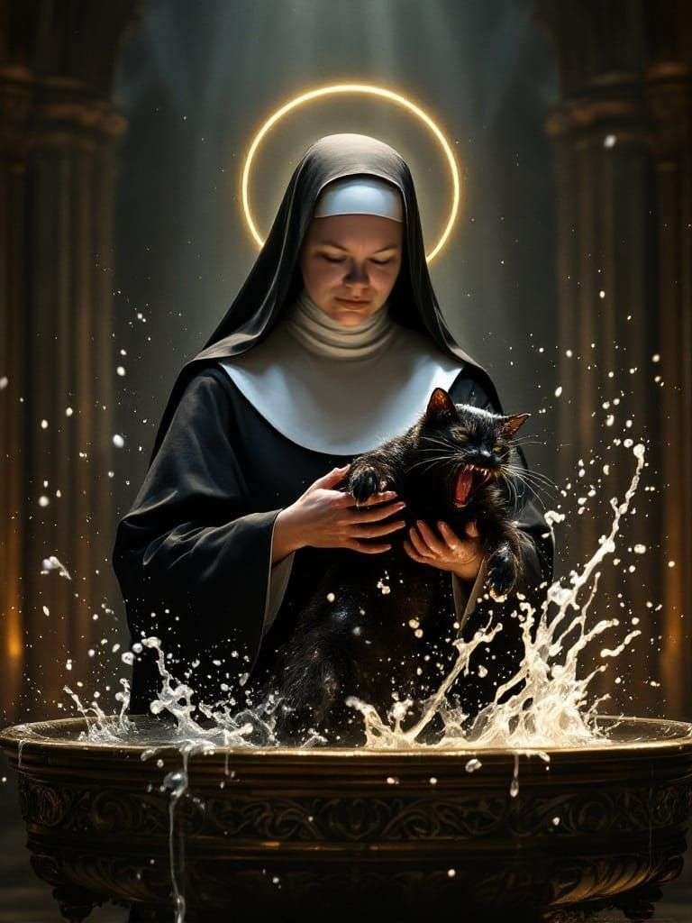 Looking at me, baptizing cat