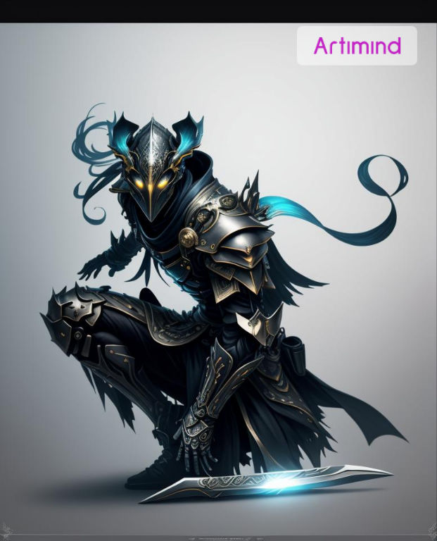 High fantasy Victorian age: high elf armored ninja assassin in the dark of night skulking on rooftops: 16k photo-realistic masterpiece: a ma...