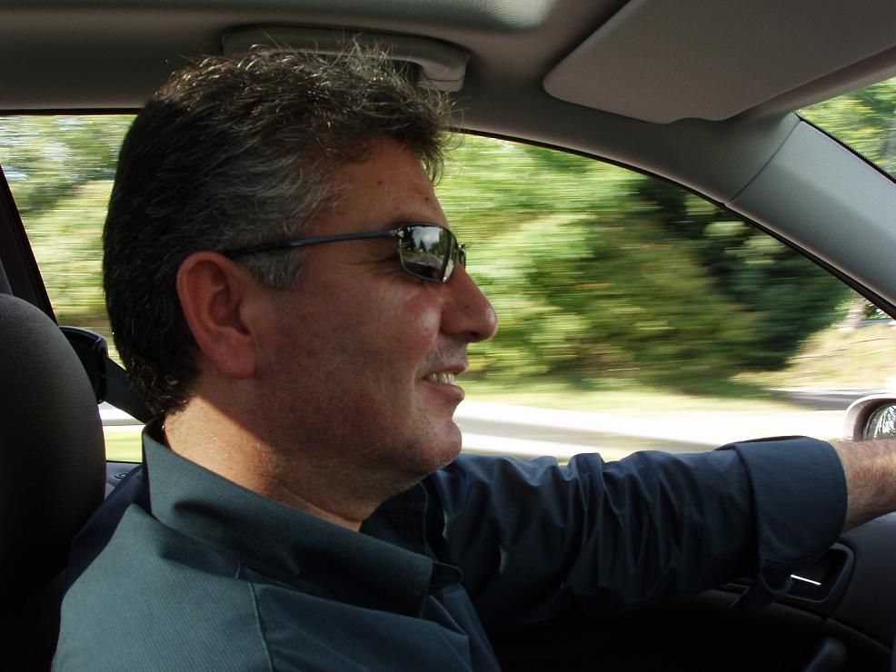 Handsome, happy, and smiling driver! 