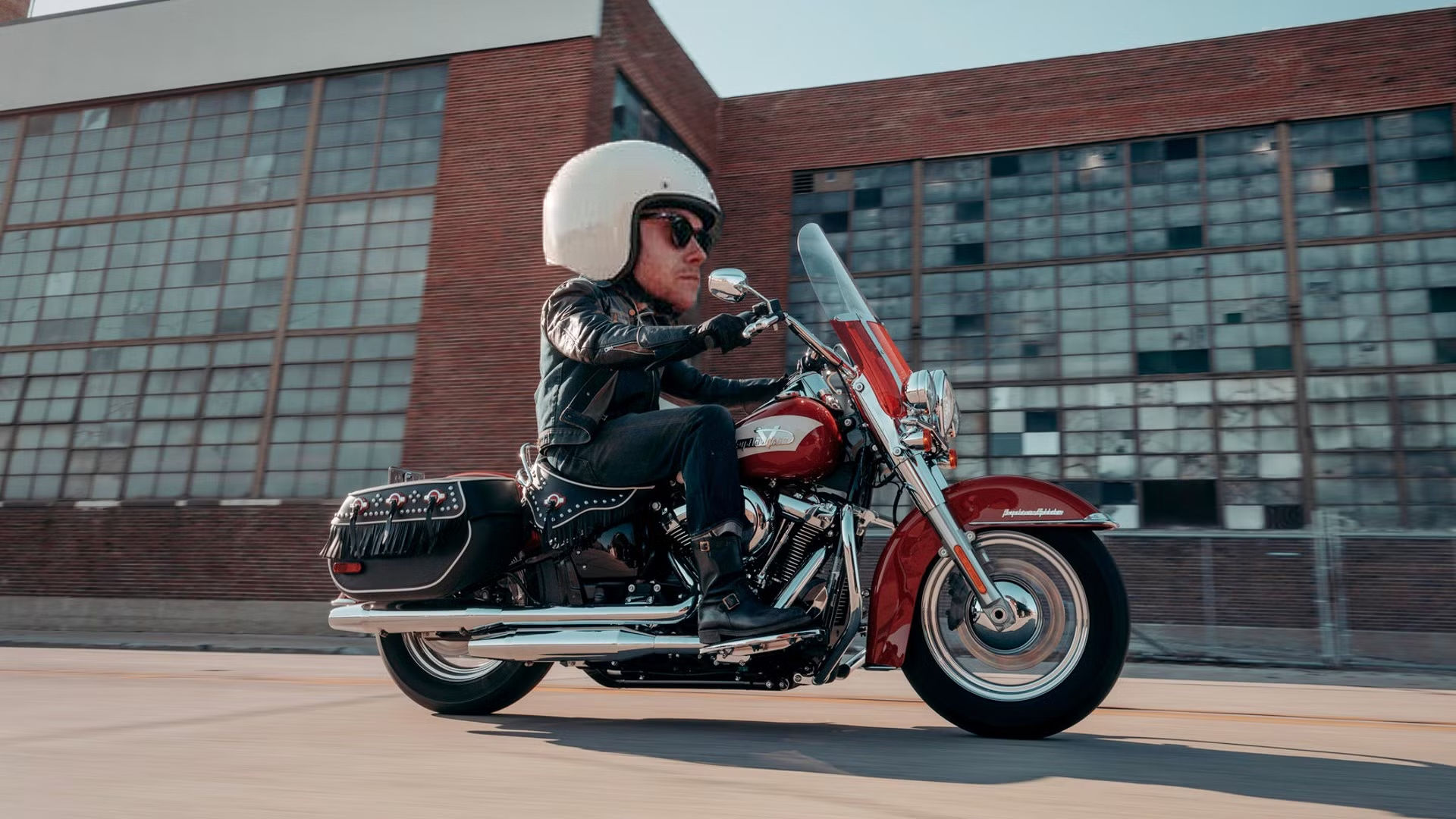 Miniature biker on a toy Harley Davidson