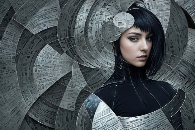 sculpture, collage, portrait