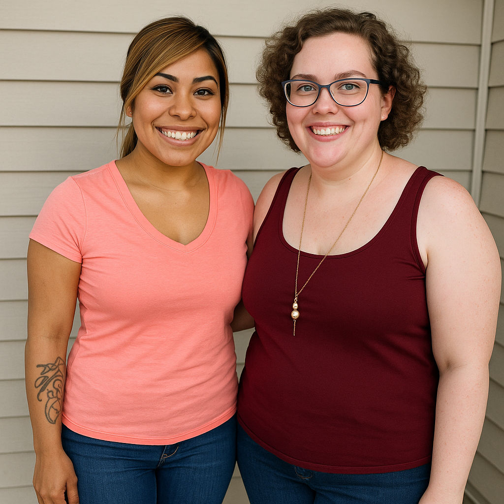 <lora:Whimsical:1.0> <lora:WastelandSlap:1.0> <lora:Lully:1.0> The words "APRIL & KORINA* in beautiful elegant font 
Two stylish cartoon wom...