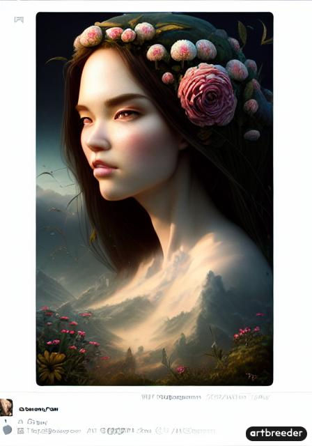  a beautiful giantess landscape, detailed, floral, fantasy, landscape, floral, mushrooms, 