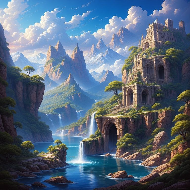 A beautiful colorful waterfall landscape with unique structure. Vivid colors. thick expressive brushstrokes. textured. <lora:Empaste:1.0>