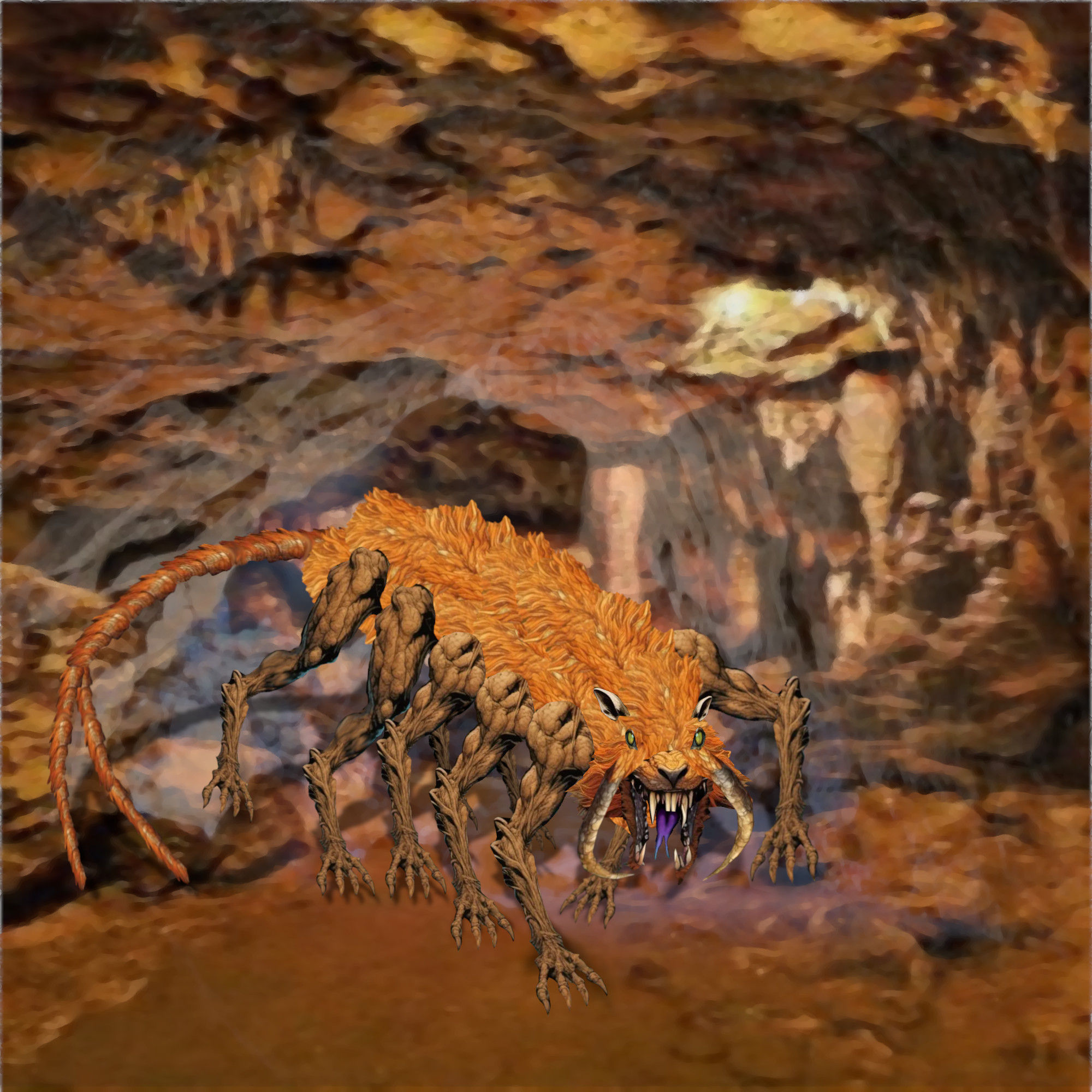 <lora:Monster Manual Vol 1:1.0> <lora:Nightmar-ish:1.0> <lora:Inked:1.0> <lora:5E:1.0> From a dark cave. An extremely thin skinny, very long...