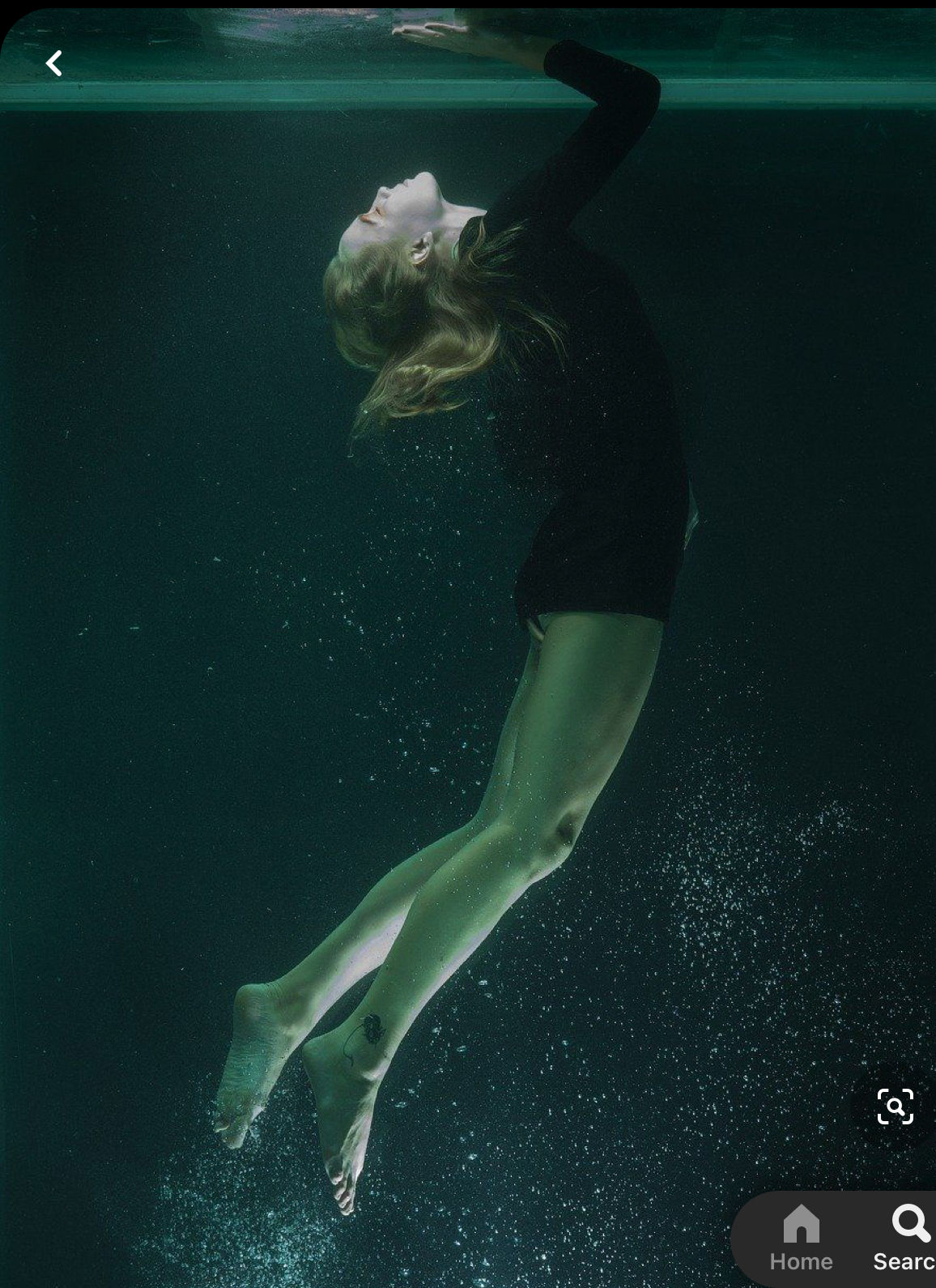 a painting by Yoshitomo Nara of a girl underwater trying to reach surface. she wears a white and red stripes bathing suit. dark background,...