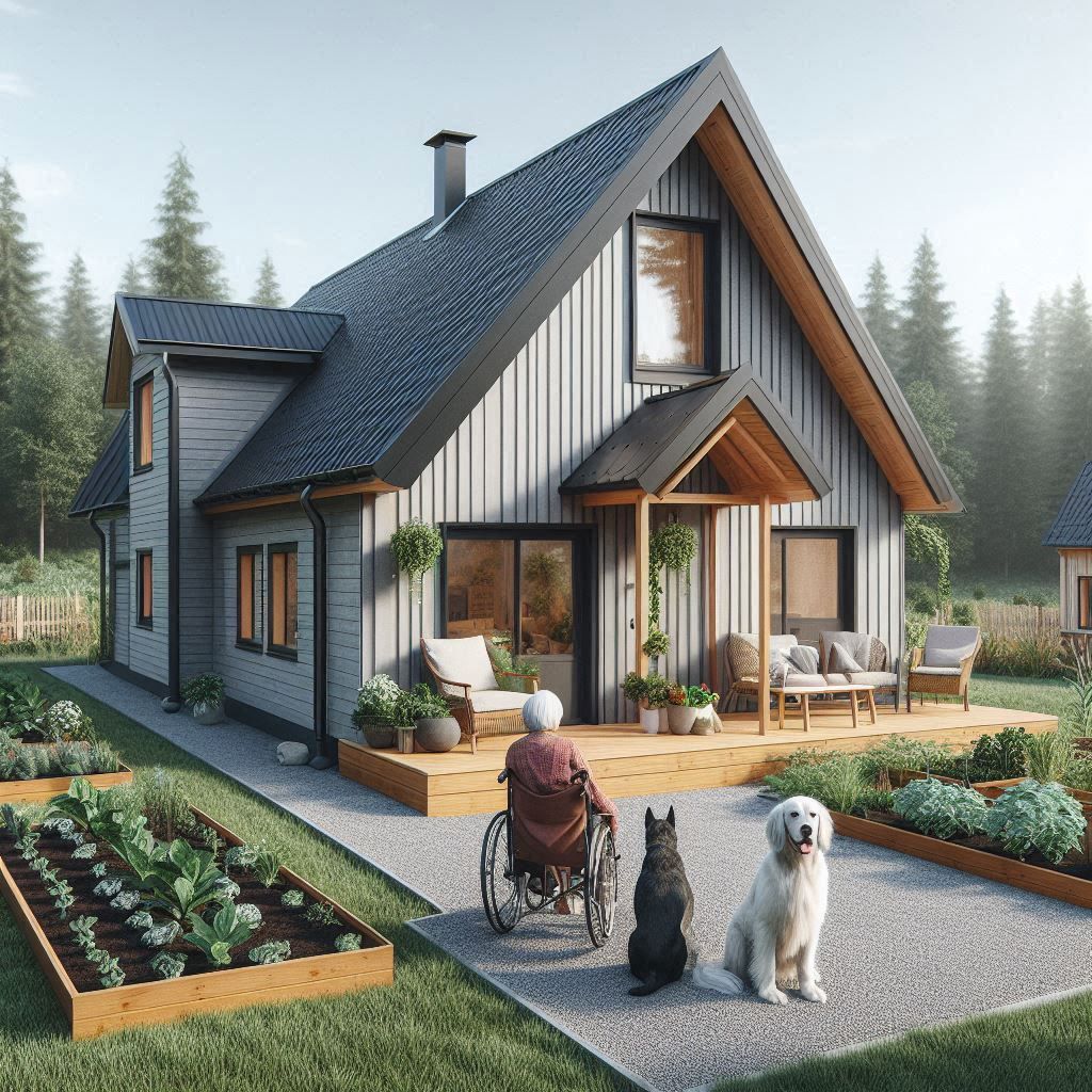 Due cani di fronte a casa che aspettano di rientrare