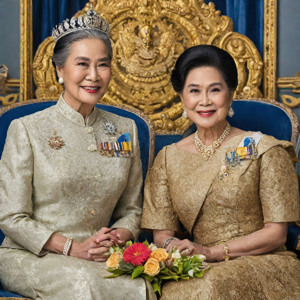 Create a heartfelt tribute to His Majesty the King, Her Majesty Queen Sirikit, and Her Majesty the Queen Mother on their birthdays, highligh...