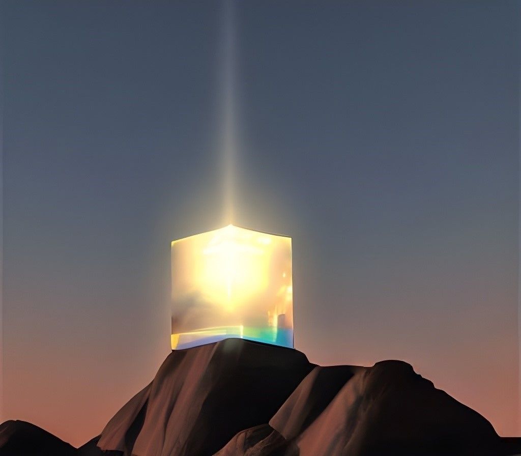 New Jerusalem as glass cube  on mountain - from https://telegra.ph/Commentary-on-the-Book-of-Revelation-by-John-07-07